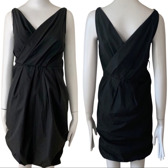 MARC JACOBS Bubble Hem Black Dress Cotton Poplin Sleeveless V-Neck LBD Size 4 - Picture 1 of 16